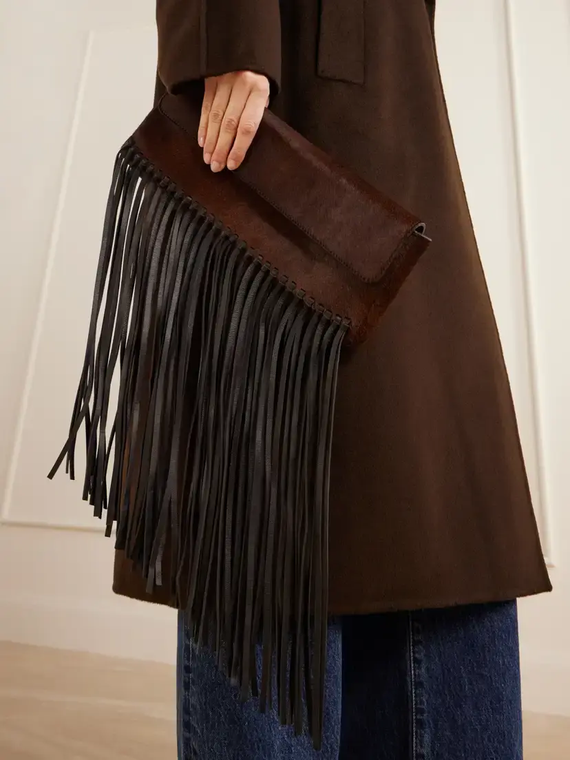 TWP Fringed Leather-trimmed Calf Hair Clutch | Thumbnail 2
