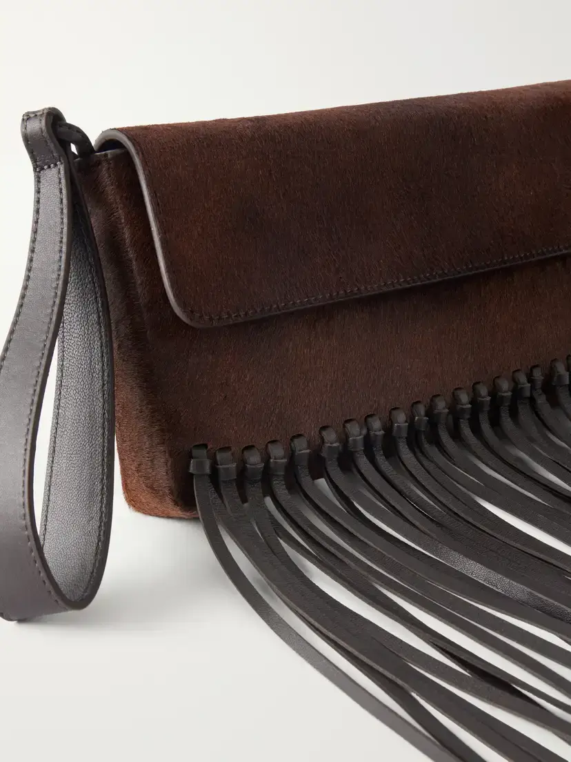 TWP Fringed Leather-trimmed Calf Hair Clutch | Thumbnail 5