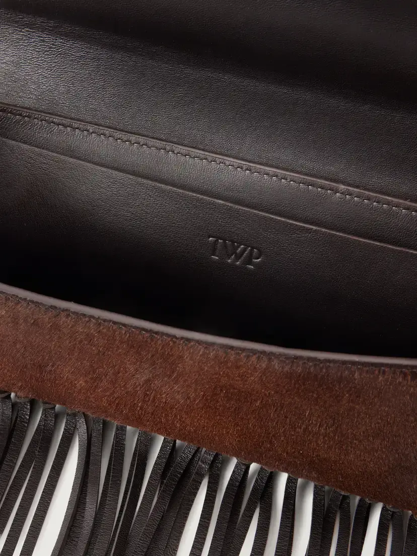 TWP Fringed Leather-trimmed Calf Hair Clutch | Thumbnail 6