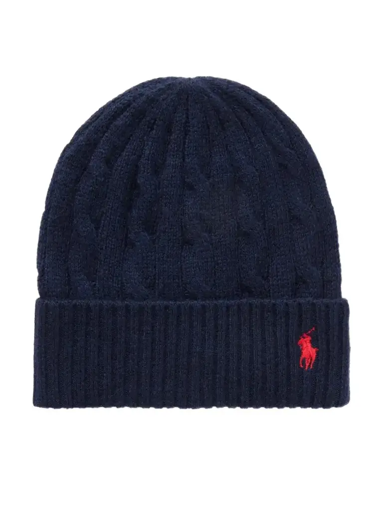 Logo-embroidered Cable-knit Wool And Cashmere-blend Beanie - Blue