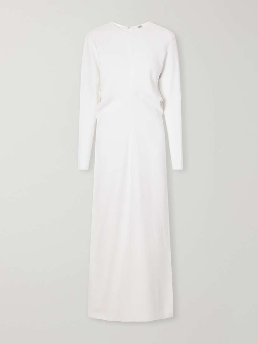 Gathered Crepe Maxi Dress