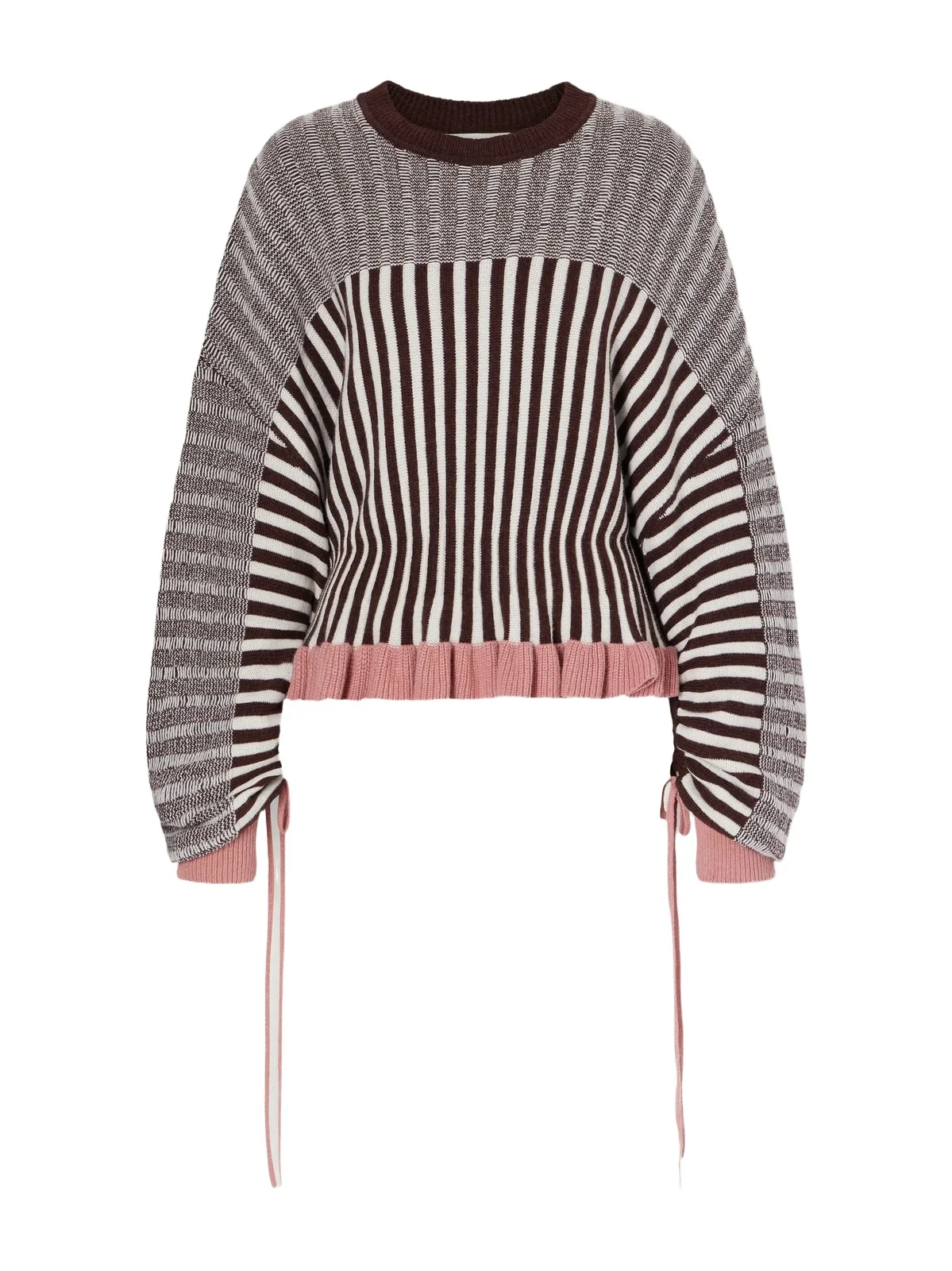 Clash Bow-detailed Ruffled Striped Merino Wool And Cotton-blend Sweater - Multi Clash Bow-detailed Ruffled Striped Merino Wool And Cotton-blend Sweater - Multi