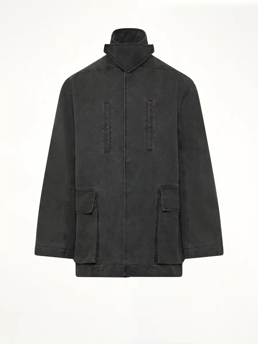 Rick Owens Collared Mac in Gravel | Thumbnail 2 Rick Owens Collared Mac in Gravel | Thumbnail 2
