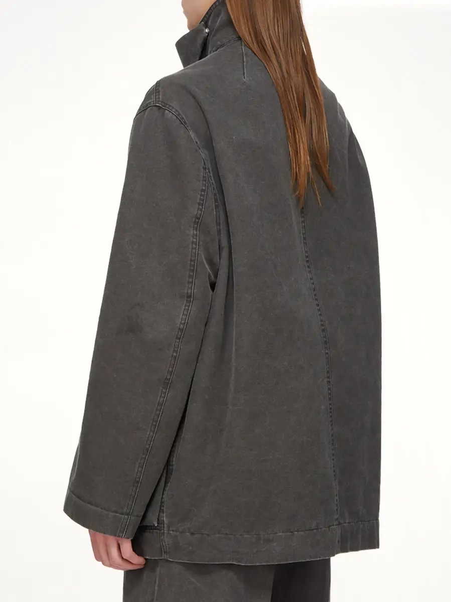 Rick Owens Collared Mac in Gravel | Thumbnail 5 Rick Owens Collared Mac in Gravel | Thumbnail 5