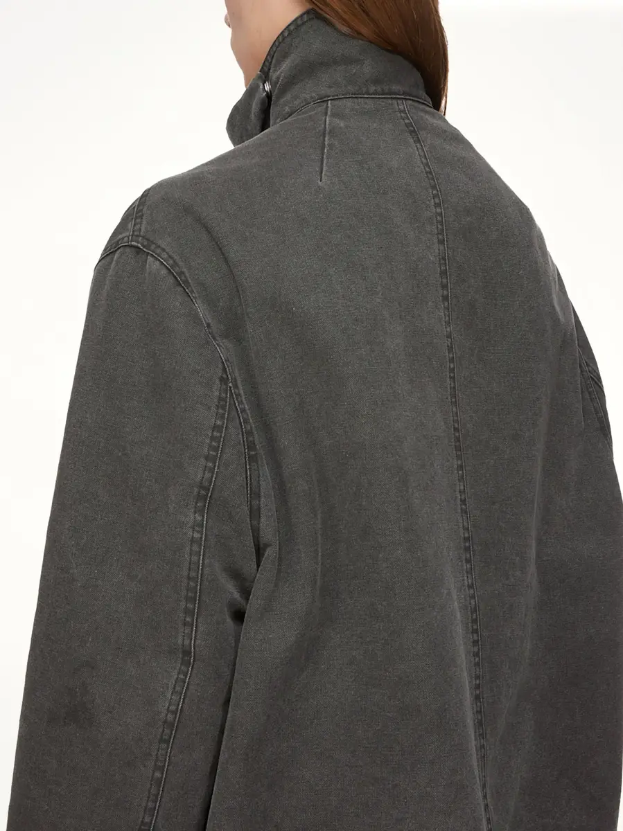 Rick Owens Collared Mac in Gravel | Thumbnail 7 Rick Owens Collared Mac in Gravel | Thumbnail 7
