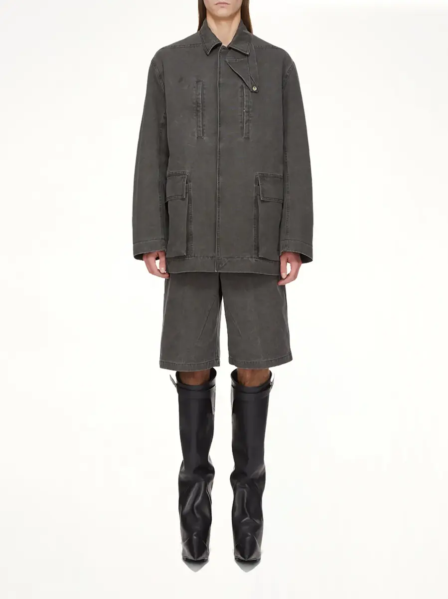 Rick Owens Collared Mac in Gravel | Thumbnail 9 Rick Owens Collared Mac in Gravel | Thumbnail 9