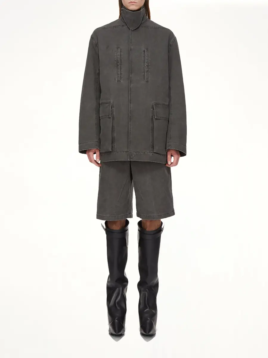 Rick Owens Collared Mac in Gravel | Thumbnail 10 Rick Owens Collared Mac in Gravel | Thumbnail 10