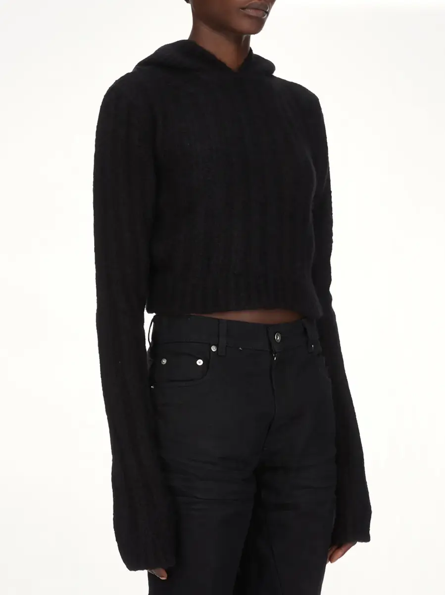 Rick Owens LS Cropped Hooded Top | Thumbnail 3 Rick Owens LS Cropped Hooded Top | Thumbnail 3