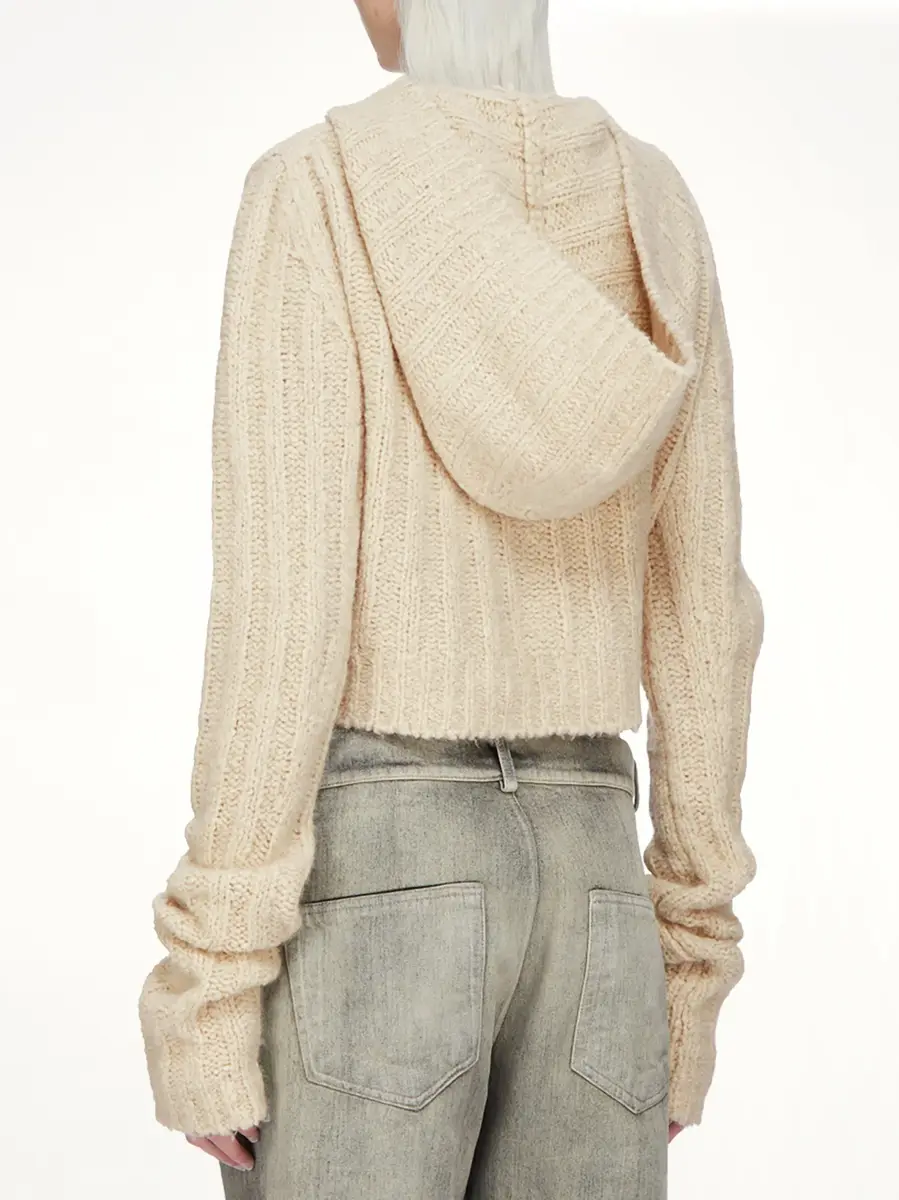 Rick Owens LS Cropped Hooded Top in Natural | Thumbnail 4 Rick Owens LS Cropped Hooded Top in Natural | Thumbnail 4