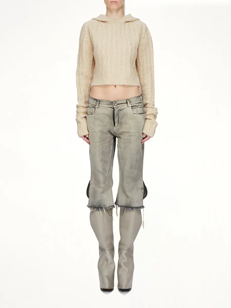 Rick Owens LS Cropped Hooded Top in Natural | Thumbnail 8 Rick Owens LS Cropped Hooded Top in Natural | Thumbnail 8
