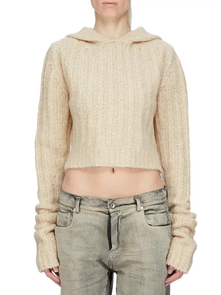 LS Cropped Hooded Top in Natural LS Cropped Hooded Top in Natural