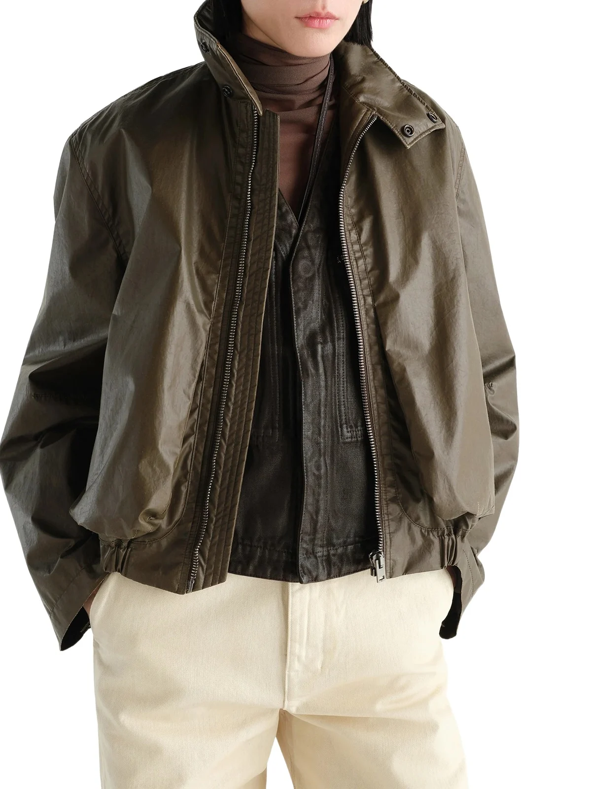 Zipped Blouson in Truffle