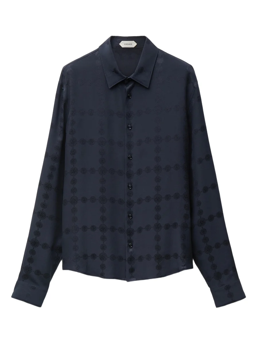Versace Jacquard Silk Crêpe Satin Silk Shirt