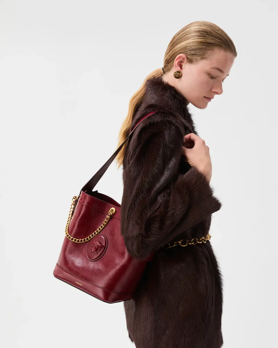 Versace Pivot Small Leather Bucket Bag | Thumbnail 2 Versace Pivot Small Leather Bucket Bag | Thumbnail 2