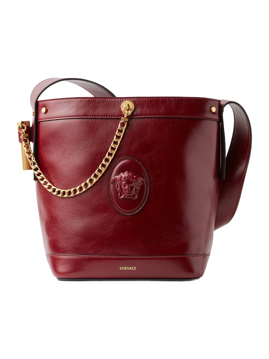 Versace Pivot Small Leather Bucket Bag