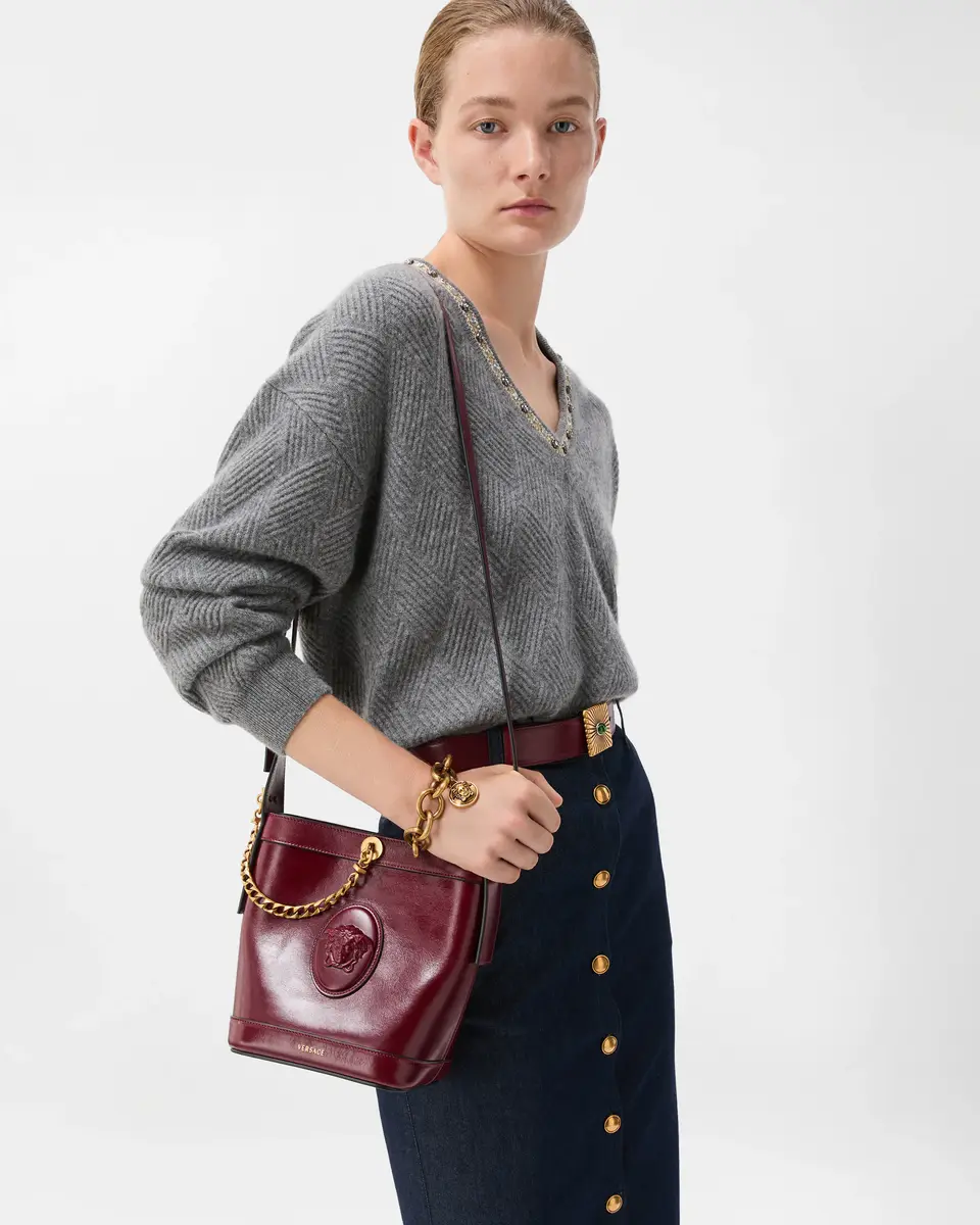 Versace Pivot Mini Leather Bucket Bag | Thumbnail 2 Versace Pivot Mini Leather Bucket Bag | Thumbnail 2