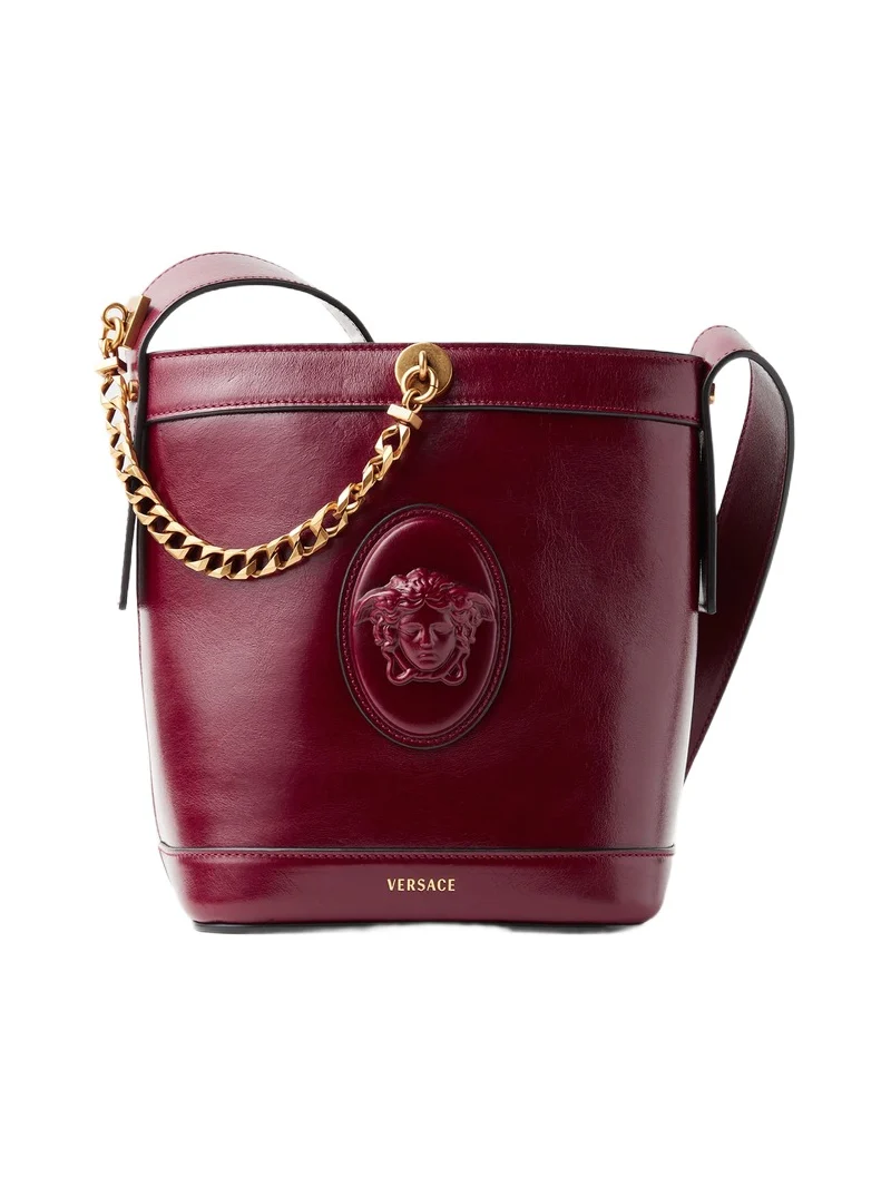 Versace Pivot Mini Leather Bucket Bag
