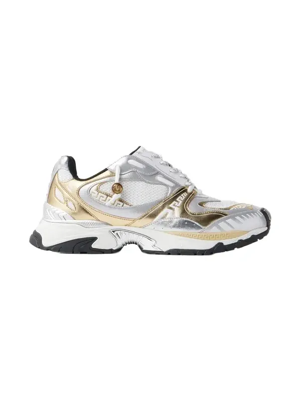 Versace Icaro Metallic Mesh & Leather Sneakers
