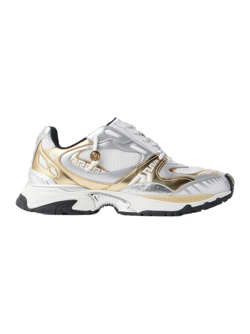 Versace Icaro Metallic Mesh & Leather Sneakers