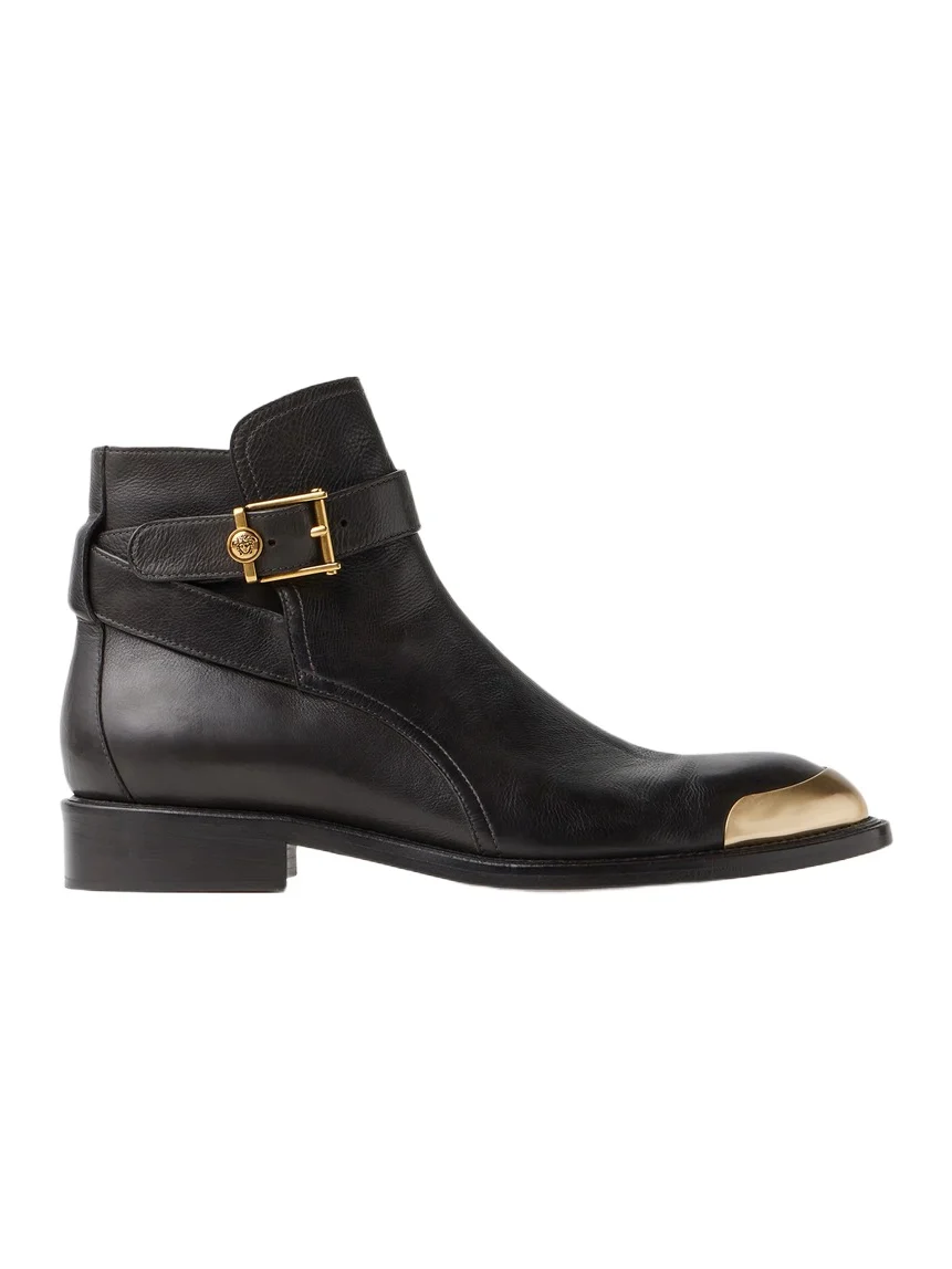 Versace Primo Leather Ankle Boots