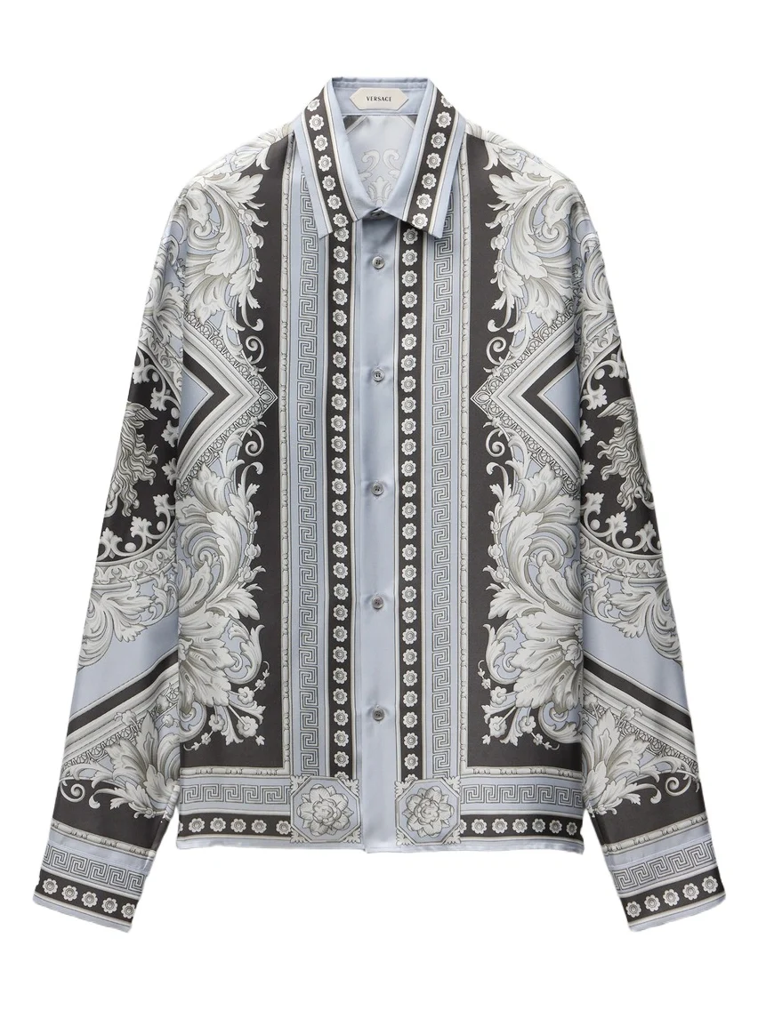Versace Printed Silk Twill Regular Shirt