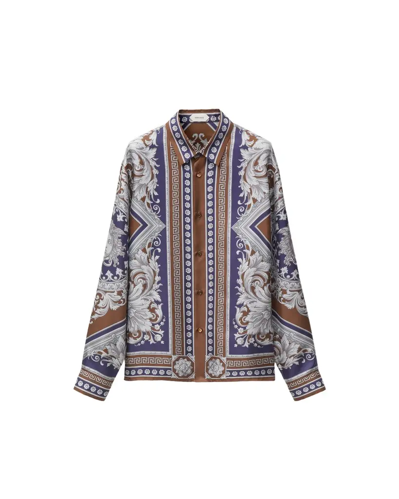 Versace Printed Silk Twill Regular Shirt
