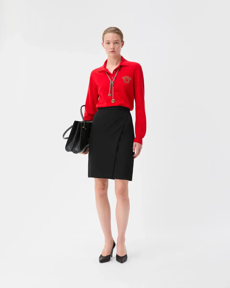 Versace Grain De Poudre Wool Midi Skirt | Thumbnail 2 Versace Grain De Poudre Wool Midi Skirt | Thumbnail 2
