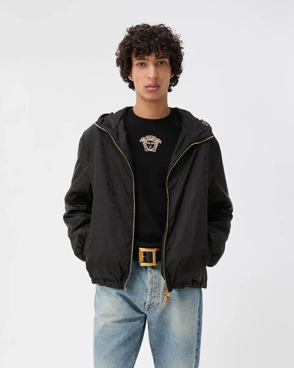 Versace Jacquard Nylon Windbreaker Jacket | Thumbnail 2 Versace Jacquard Nylon Windbreaker Jacket | Thumbnail 2