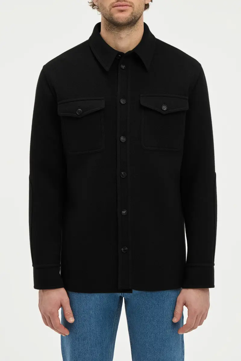 Gabriela Hearst Lucas Overshirt in Black Double-face Recycled Cashmere | Thumbnail 2