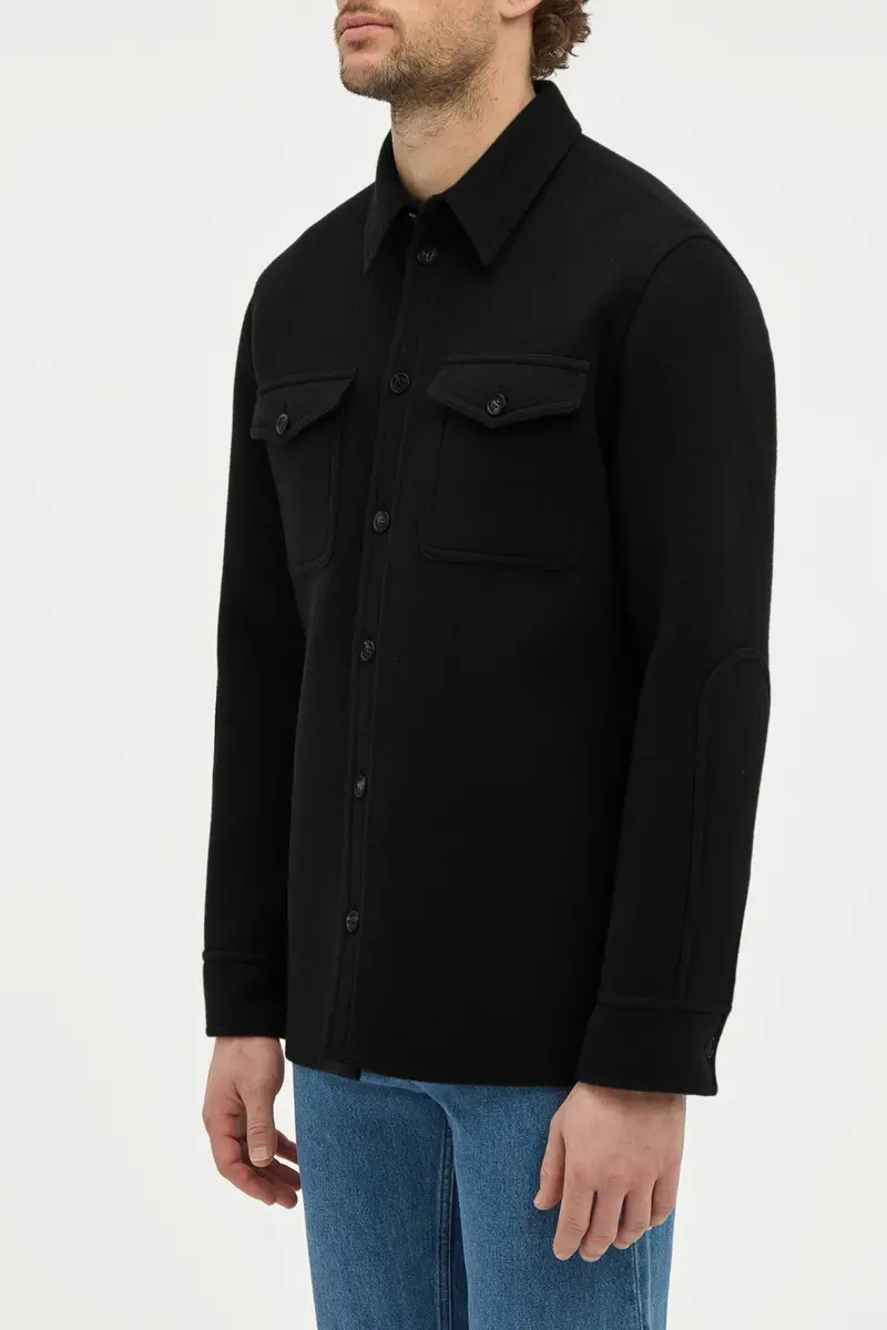 Gabriela Hearst Lucas Overshirt in Black Double-face Recycled Cashmere | Thumbnail 3
