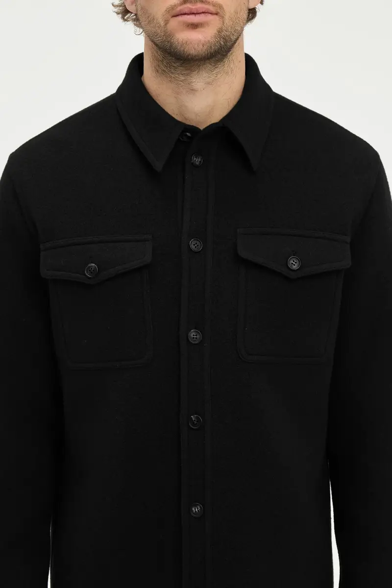 Gabriela Hearst Lucas Overshirt in Black Double-face Recycled Cashmere | Thumbnail 5