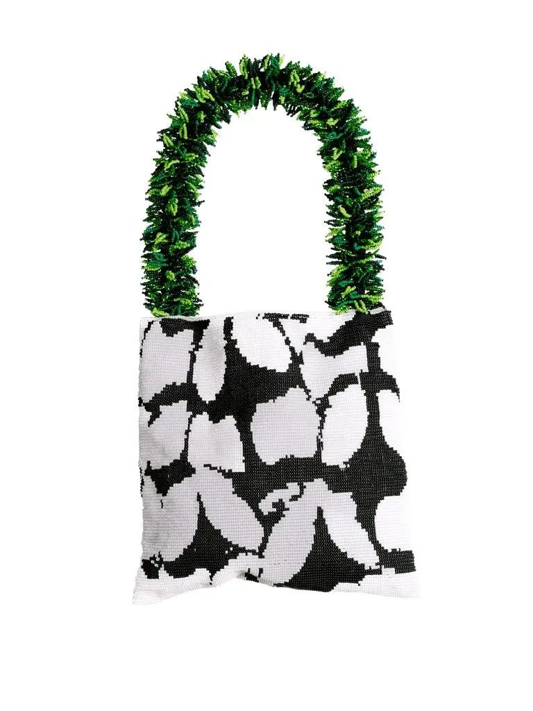 Black, White, and Green Butterfly Clash of Prints Bag Black, White, and Green Butterfly Clash of Prints Bag