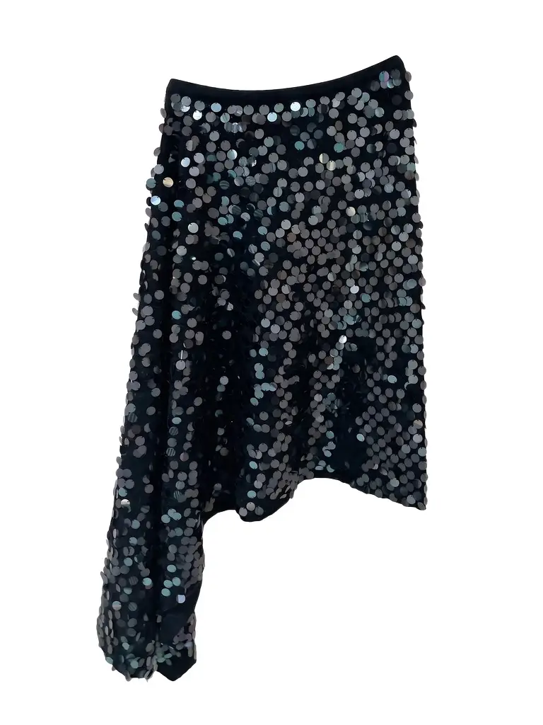 Zankov Delania Sequin Asymmetric Midi Skirt