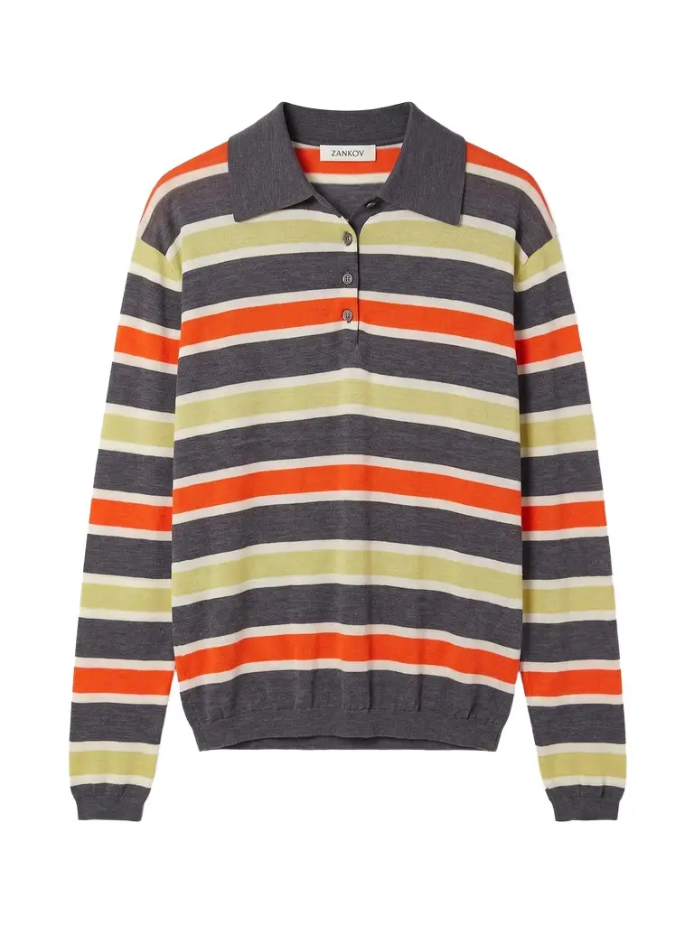 Zankov Ryan Striped Merino Polo Sweater