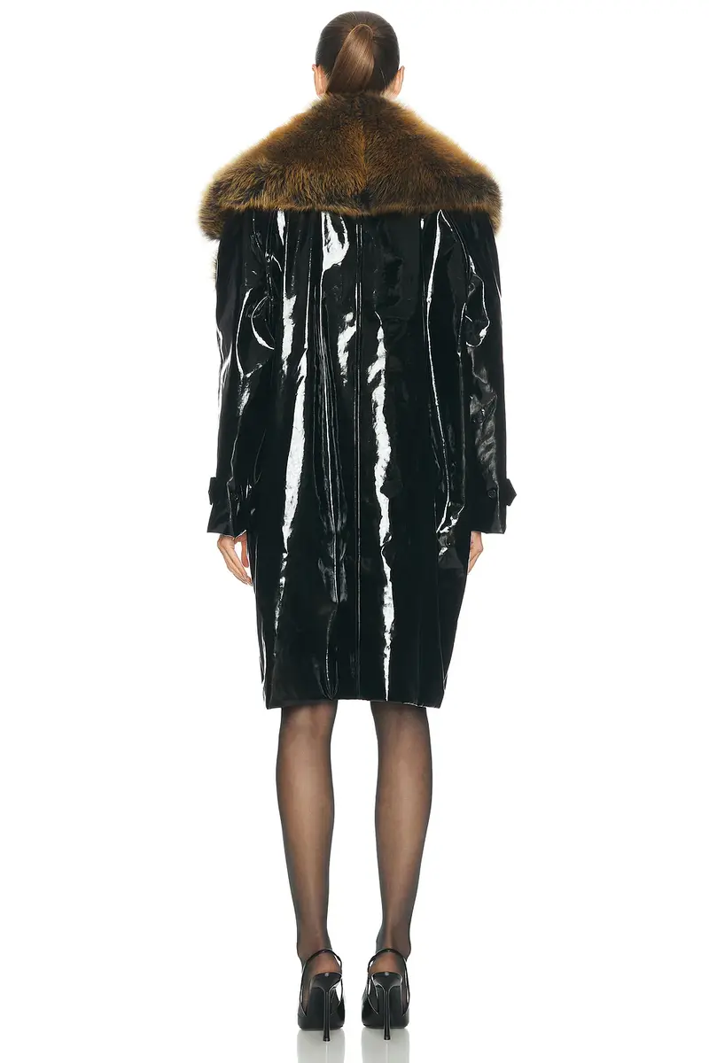 Saint Laurent Shearling & Faux Leather Coat | Thumbnail 3 Saint Laurent Shearling & Faux Leather Coat | Thumbnail 3