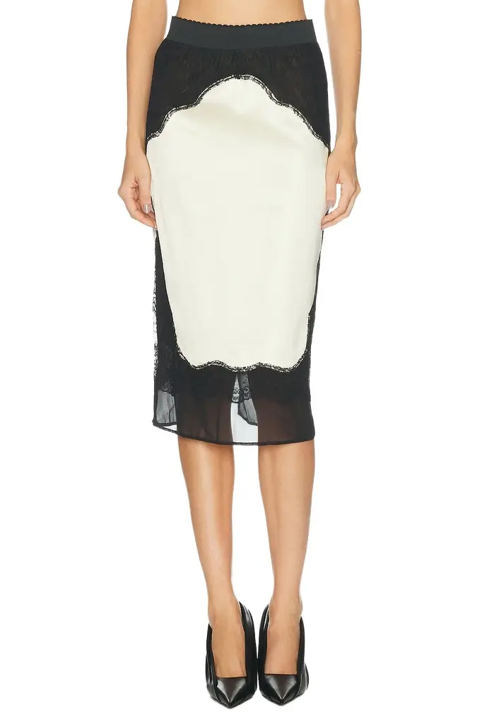 The Attico Midi Lace Pencil Skirt