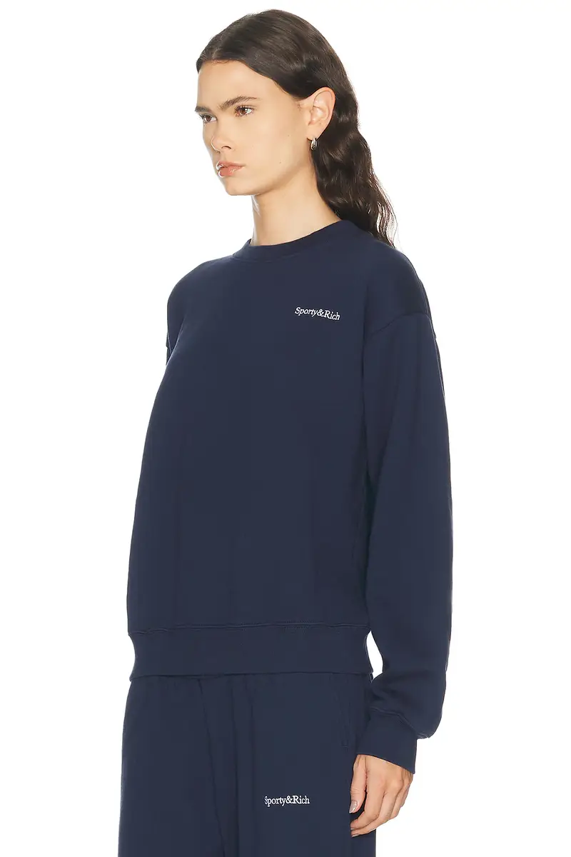 Sporty & Rich Serif Logo Embroidered Crewneck Sweatshirt | Thumbnail 2 Sporty & Rich Serif Logo Embroidered Crewneck Sweatshirt | Thumbnail 2
