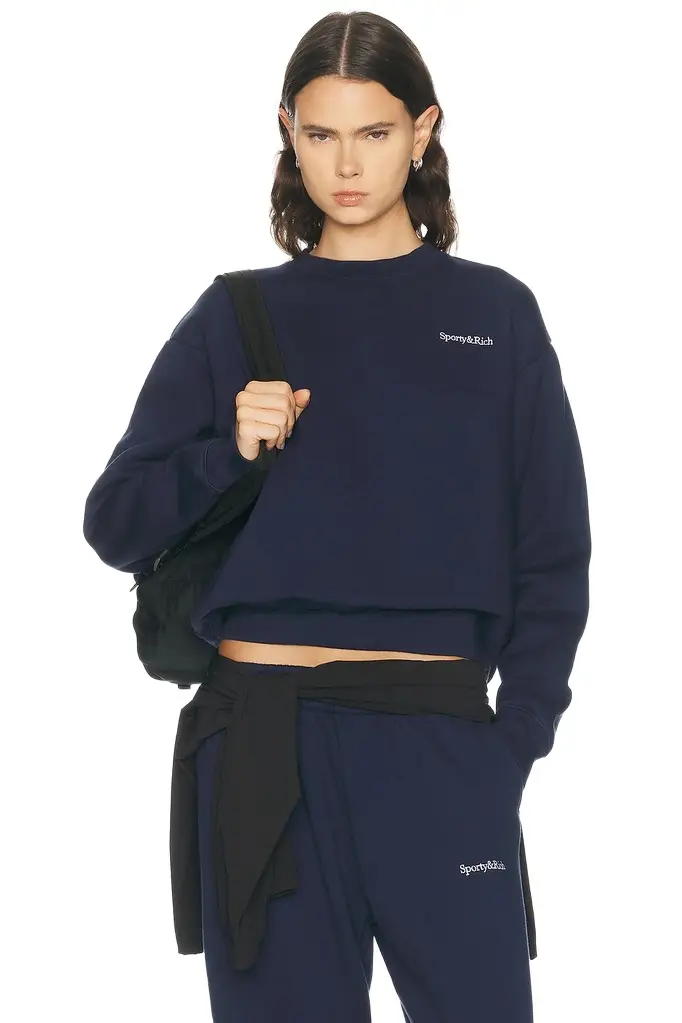 Serif Logo Embroidered Crewneck Sweatshirt