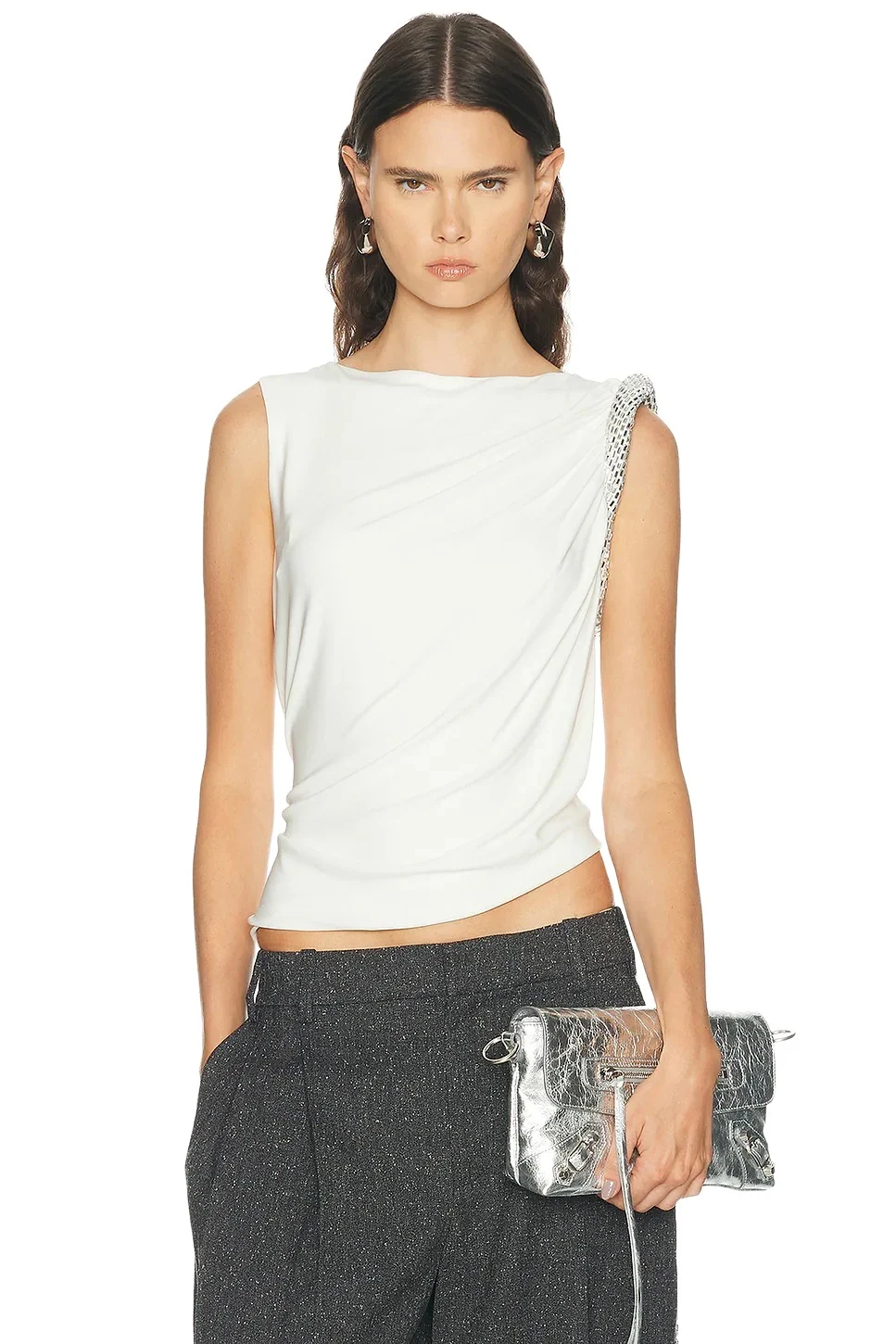 Alexander Wang Hotfix Twist Drape Sleeveless Top