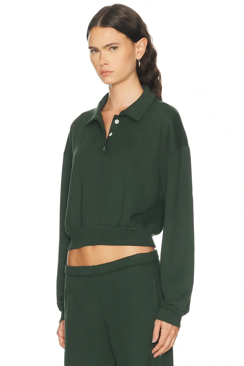 ÉTERNE Cropped French Terry Polo Sweatshirt | Thumbnail 2 ÉTERNE Cropped French Terry Polo Sweatshirt | Thumbnail 2
