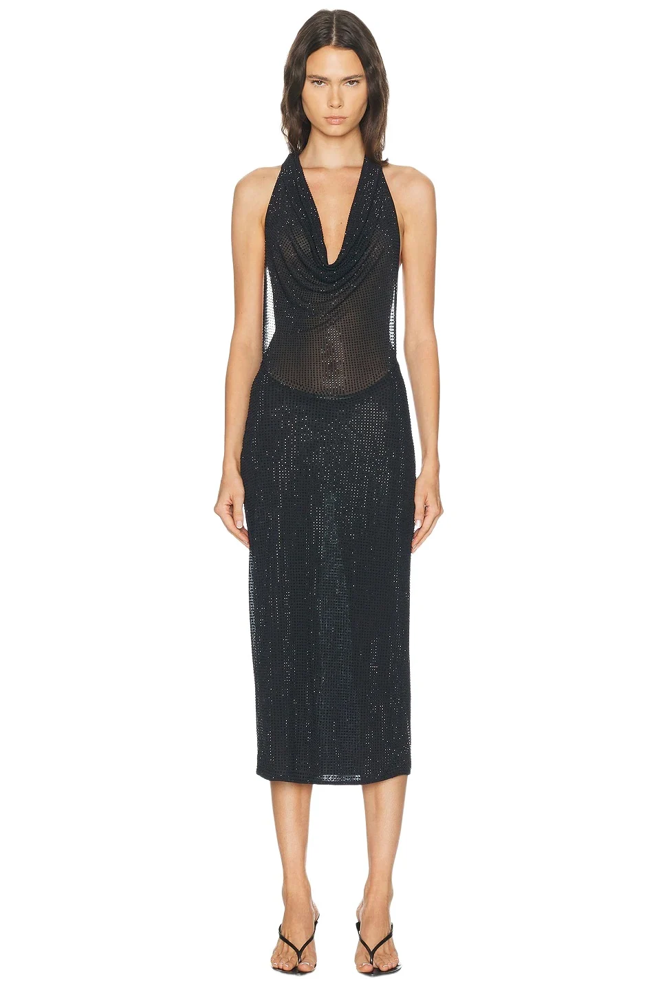 Layered Cowl Neck Hotfix Dress Layered Cowl Neck Hotfix Dress