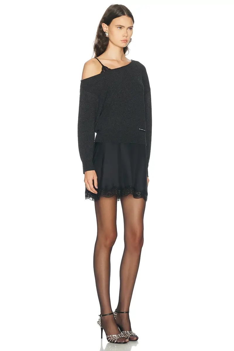 Alexander Wang Pre-Styled Slip Dress With Cut Neckline Long Sleeve Sweater | Thumbnail 2 Alexander Wang Pre-Styled Slip Dress With Cut Neckline Long Sleeve Sweater | Thumbnail 2