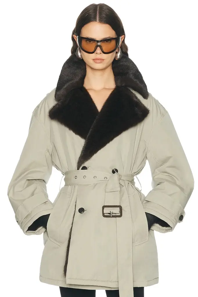 Faux Fur Lined Oversized Trench Coat Faux Fur Lined Oversized Trench Coat
