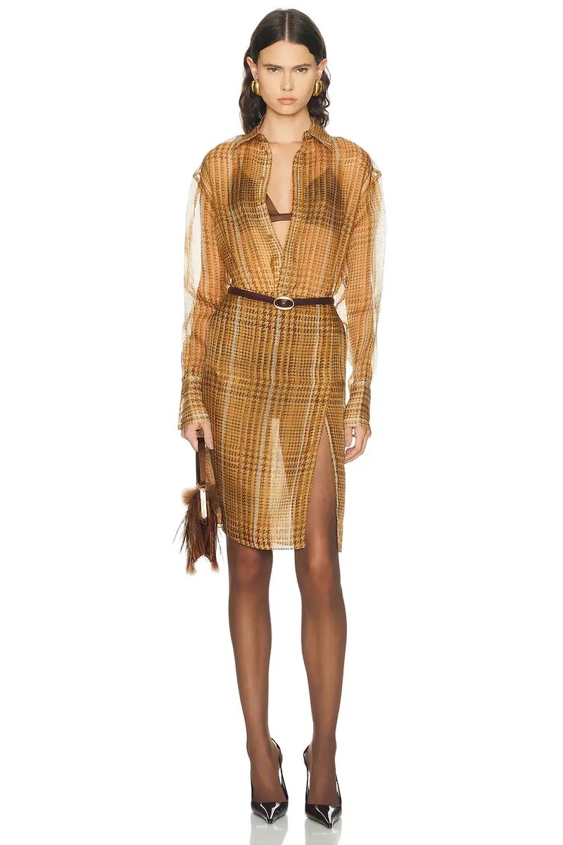 Mugler Plaid Silk Midi Skirt | Thumbnail 6 Mugler Plaid Silk Midi Skirt | Thumbnail 6