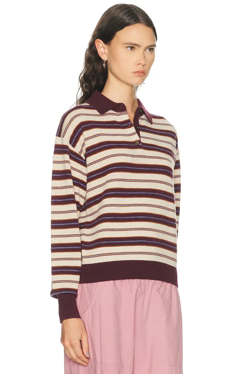 Guest In Residence Collegiate Stripe Polo Sweater | Thumbnail 2 Guest In Residence Collegiate Stripe Polo Sweater | Thumbnail 2