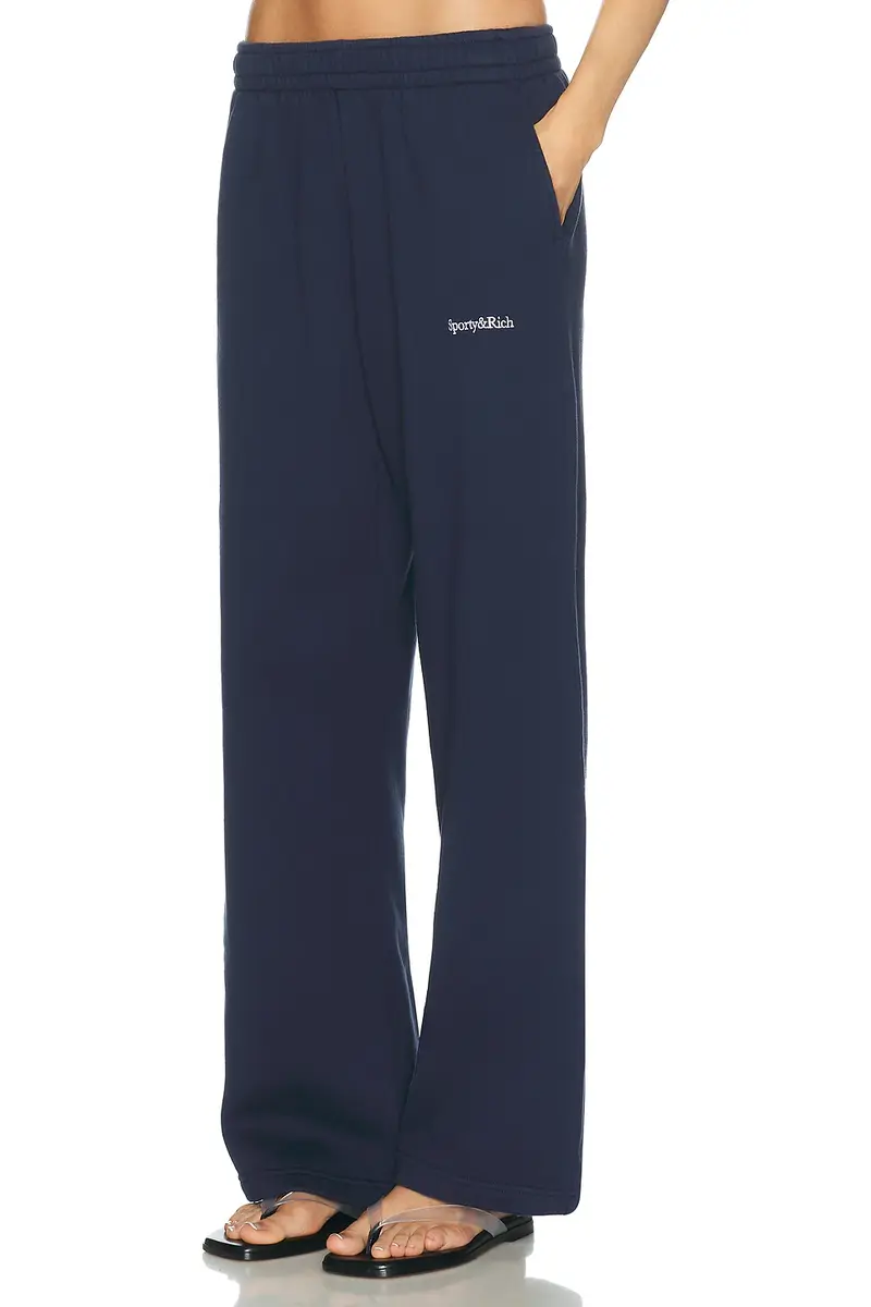 Sporty & Rich Serif Logo Embroidered Wide Sweatpant | Thumbnail 4