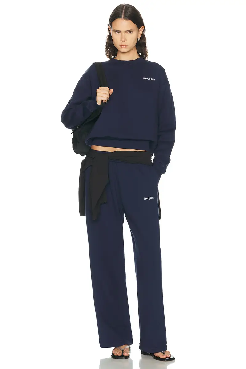 Sporty & Rich Serif Logo Embroidered Wide Sweatpant | Thumbnail 6