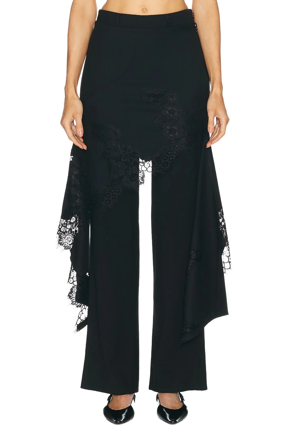 Monse Deconstructed Tailored Lace Hem Skirt Trouser