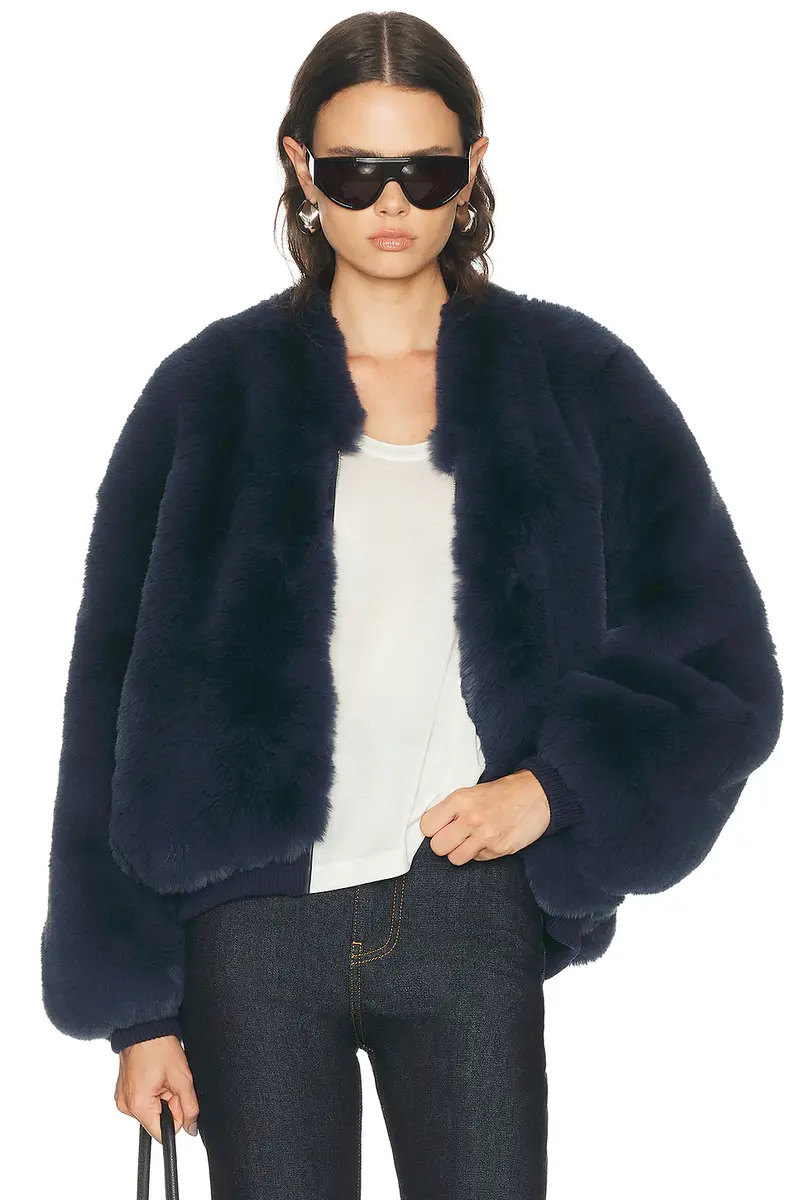 The Frankie Shop Senna Faux Fur Collarless Jacket | Thumbnail 2 The Frankie Shop Senna Faux Fur Collarless Jacket | Thumbnail 2