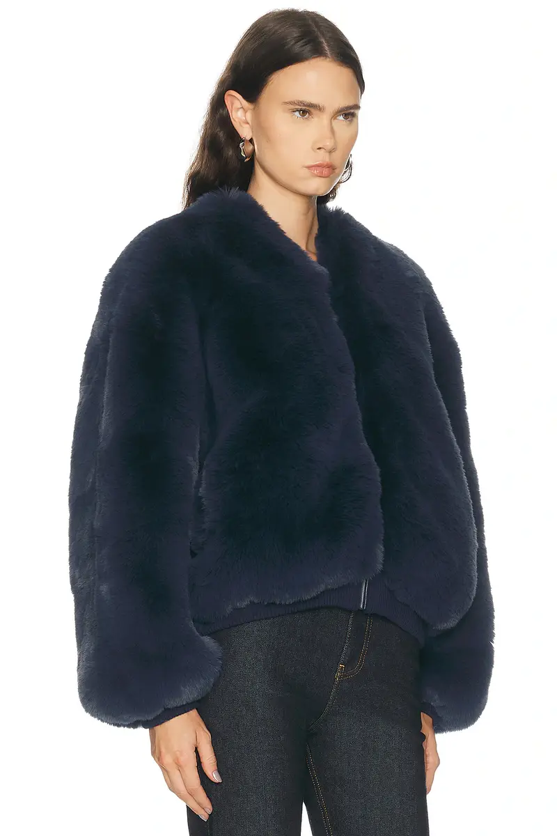 The Frankie Shop Senna Faux Fur Collarless Jacket | Thumbnail 3 The Frankie Shop Senna Faux Fur Collarless Jacket | Thumbnail 3